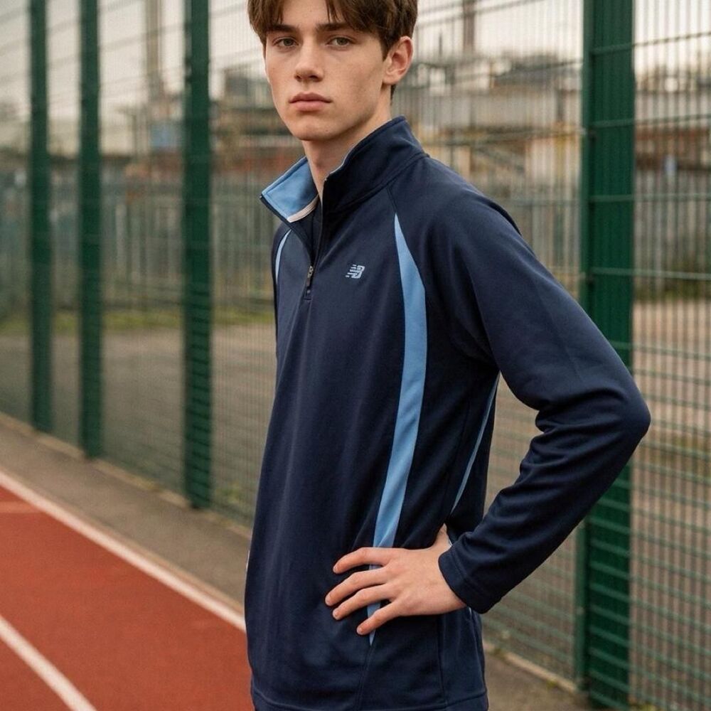 New Balance Men/Jrs Navy Blue Lightweight Performance Athletic Pullover L 14/16